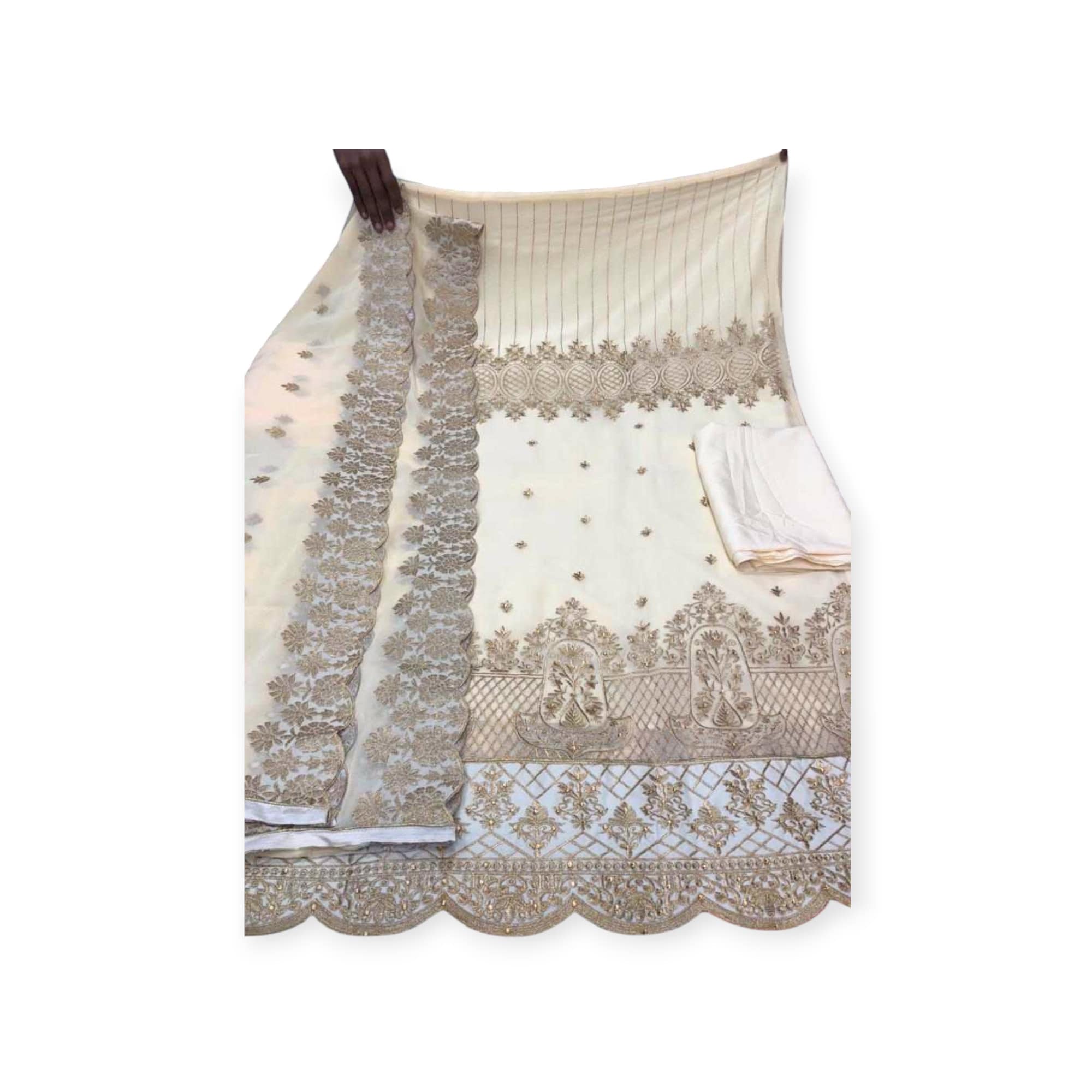 জর্জেট ৪ পিস ড্রেস – ক্রিম কালার Georgette 4 Piece Salwar Kameez | Mahzam BD