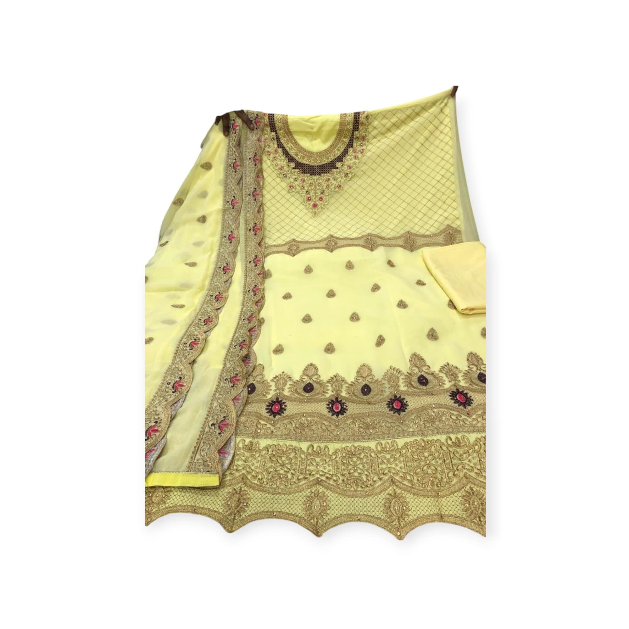 জর্জেট ৪ পিস ড্রেস – কুসুম কালার Georgette 4 Piece Salwar Kameez | Mahzam BD