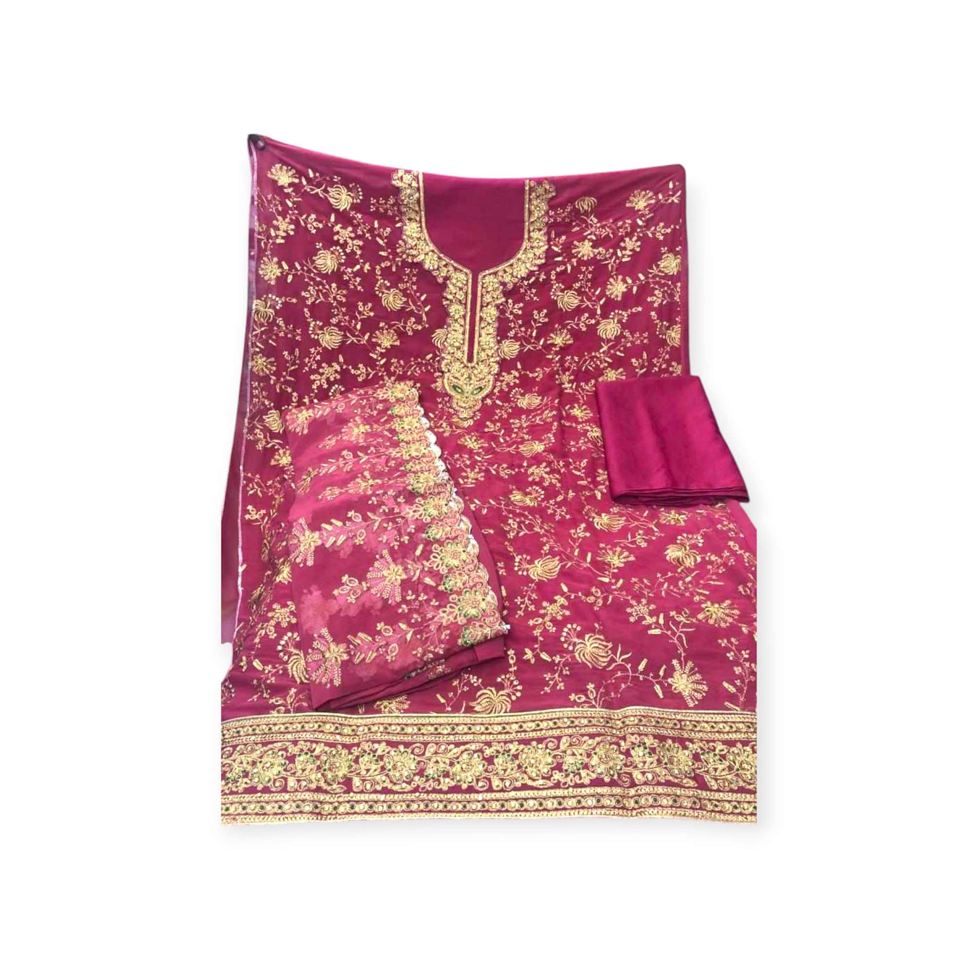 জর্জেট ৪ পিস ড্রেস – মেরুন কালার Georgette 4 Piece Salwar Kameez | Mahzam BD