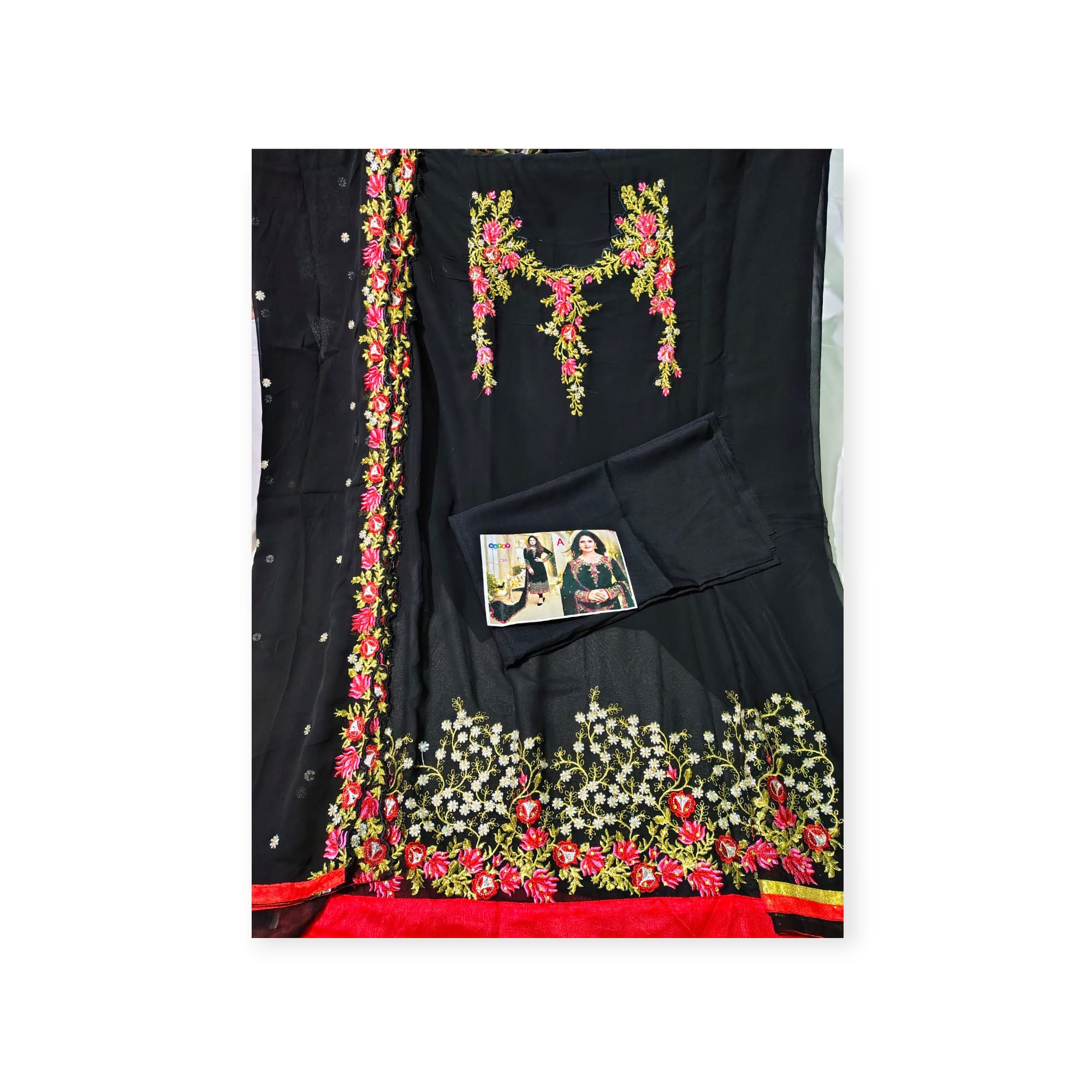 Indian Georgette Salwar Kameez Suit with Embroidery work-Z জর্জেট ৪ পিস ড্রেস