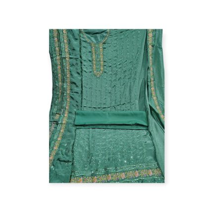 চিনন জর্জেট ৪ পিস ড্রেস – Green Color Chinon Georgette 4 Piece Dress | Mahzam BD
