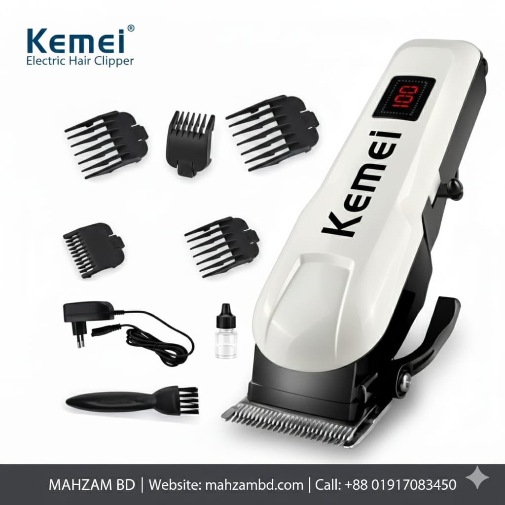 KEMEI KM-809A Professional hair Clipper & Trimmer (Rechargeable, Low Noise, Stailless Steel Blade), কেমি ট্রিমার - হেয়ার ও বেয়ার্ড ট্রিমার।