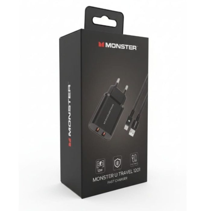 Monster U Travel 1201 12W Dual USB-A Fast Charger Official AKIJ Warranty