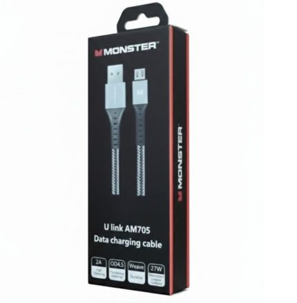 Monster U link AM705 – 27W High-Speed USB-A to Micro Data Cable (1M, Black & White)