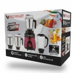 Red Heart Powerful 1600W Mixer Grinder with Copper Motor - Stainless Steel Blades, 4 Jars Red Color